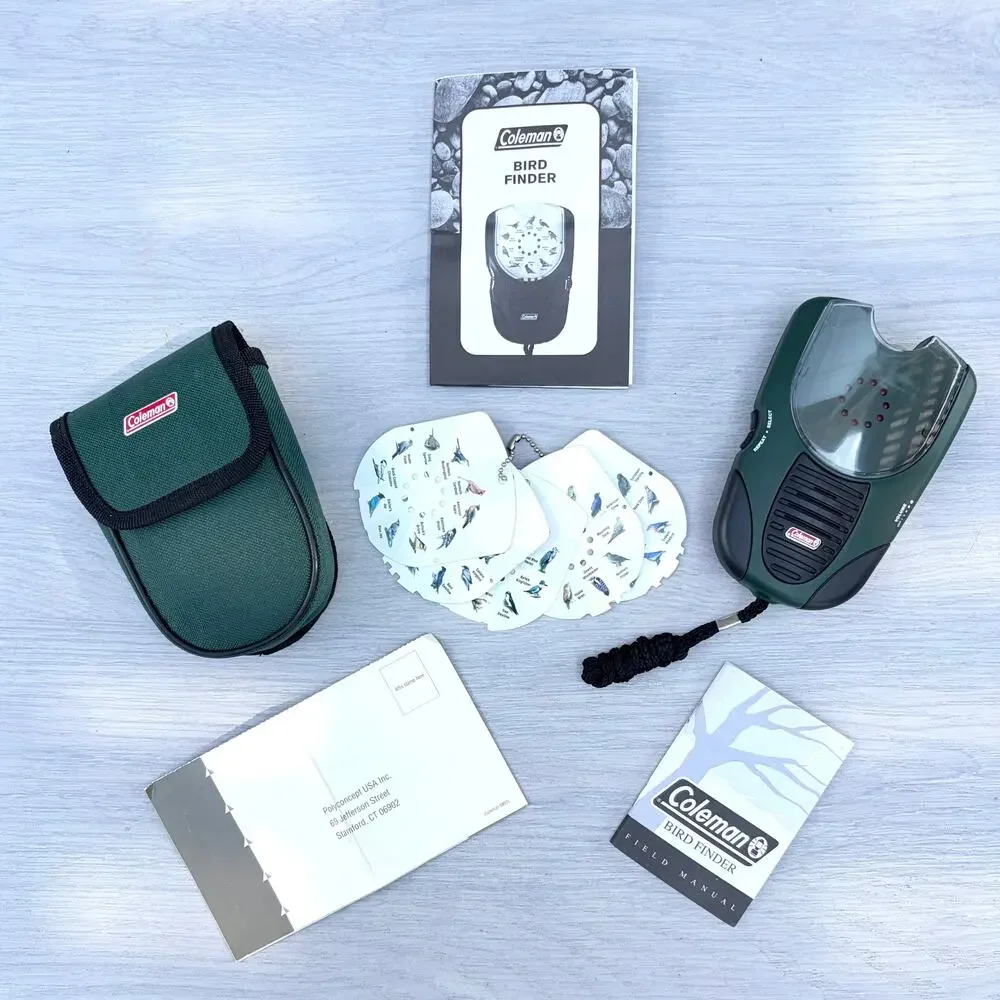 Coleman Bird Finder W/5 Bird Call Cards Tested & Working w/ Belt Loop